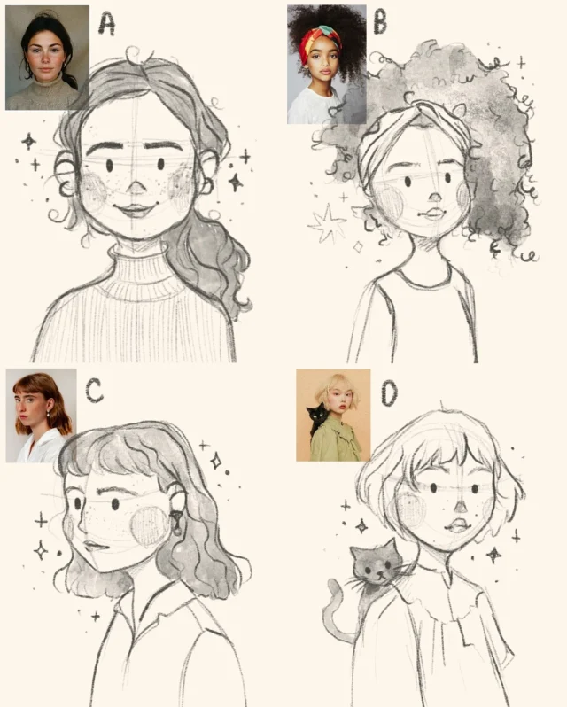 Scrolled through Pinterest and went on a sketching spree😁 Which one should I finish first? 🤷🏼‍♀️😊

#portraitdrawing #sketching #digitalsketching