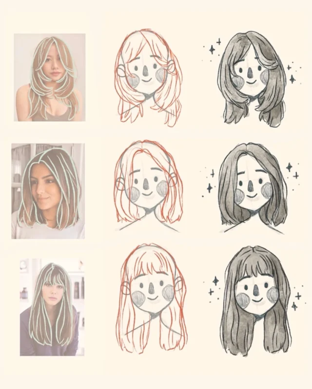 straight -> wavy -> curly 👩👩‍🦱✨

learn all my tips for drawing hair and hairstyles in my starter bundle ☺️🎨✏️

#drawingtutorial #arttutorial #beginnerdrawing